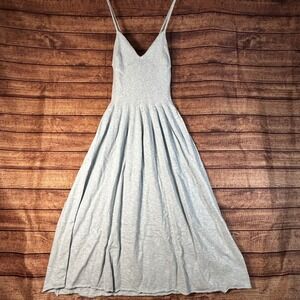 Free People Tula Sweater Starlight Blue Knit Maxi Dress V-Neck Tie Back S NWT